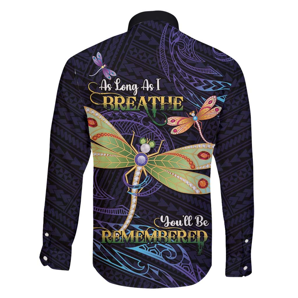 As Long As I Breathe You'll Be Remembered Family Matching Tank Maxi Dress and Hawaiian Shirt Dragonflies Memorial - Polynesian Pattern LT14 - Polynesian Pride