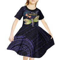 As Long As I Breathe You'll Be Remembered Kid Short Sleeve Dress Dragonflies Memorial - Polynesian Pattern