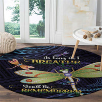 As Long As I Breathe You'll Be Remembered Round Carpet Dragonflies Memorial - Polynesian Pattern LT14 - Polynesian Pride