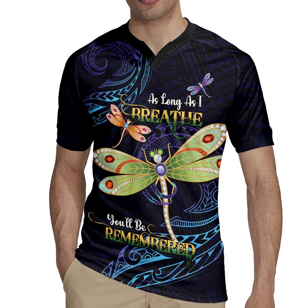 As Long As I Breathe You'll Be Remembered Rugby Jersey Dragonflies Memorial - Polynesian Pattern