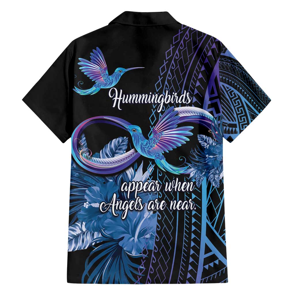 Polynesian Memorial Family Matching Long Sleeve Bodycon Dress and Hawaiian Shirt Hummingbirds Appear When Angels Are Near LT14 - Polynesian Pride