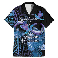 Polynesian Memorial Family Matching Mermaid Dress and Hawaiian Shirt Hummingbirds Appear When Angels Are Near LT14 Dad's Shirt - Short Sleeve Black - Polynesian Pride