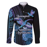 Polynesian Memorial Family Matching Short Sleeve Bodycon Dress and Hawaiian Shirt Hummingbirds Appear When Angels Are Near LT14 Dad's Shirt - Long Sleeve Black - Polynesian Pride