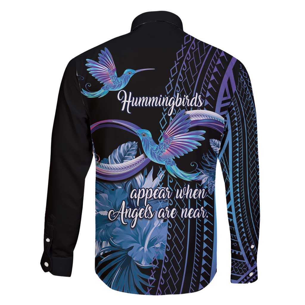 Polynesian Memorial Family Matching Short Sleeve Bodycon Dress and Hawaiian Shirt Hummingbirds Appear When Angels Are Near LT14 - Polynesian Pride