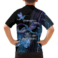 Polynesian Memorial Family Matching Tank Maxi Dress and Hawaiian Shirt Hummingbirds Appear When Angels Are Near LT14 - Polynesian Pride