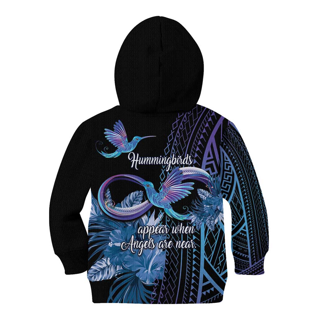 Polynesian Memorial Kid Hoodie Hummingbirds Appear When Angels Are Near LT14