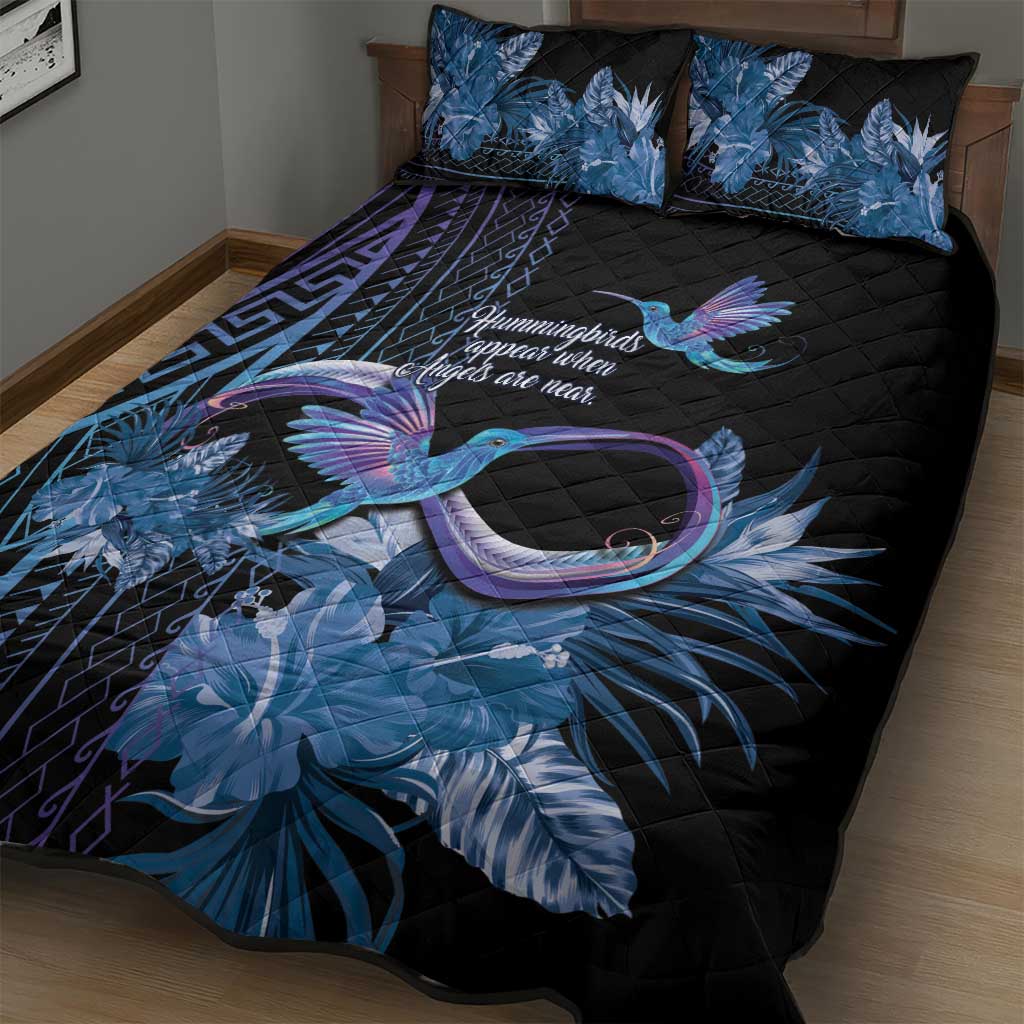 Polynesian Memorial Quilt Bed Set Hummingbirds Appear When Angels Are Near LT14
