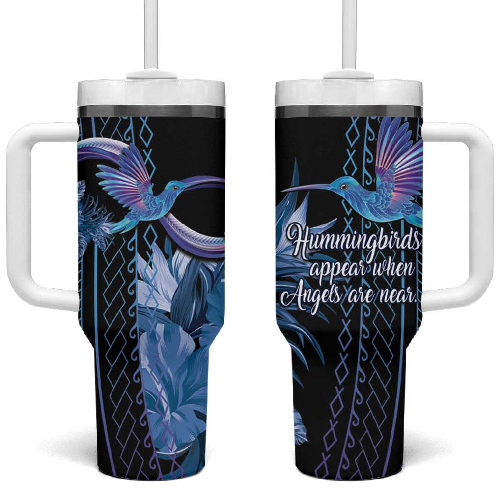Polynesian Memorial Tumbler With Handle Hummingbirds Appear When Angels Are Near LT14