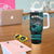 Hawaii Tumbler With Handle Kakau Warrior Helmet Gradient Turquoise Polynesian