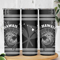 Hawaii Skinny Tumbler Kakau Warrior Helmet Gradient Black Polynesian
