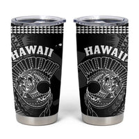 Hawaii Tumbler Cup Kakau Warrior Helmet Gradient Black Polynesian