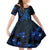 Blue Polynesia Shark Tattoo Family Matching Off Shoulder Long Sleeve Dress and Hawaiian Shirt With Polynesian Plumeria LT14 Daughter's Dress Blue - Polynesian Pride