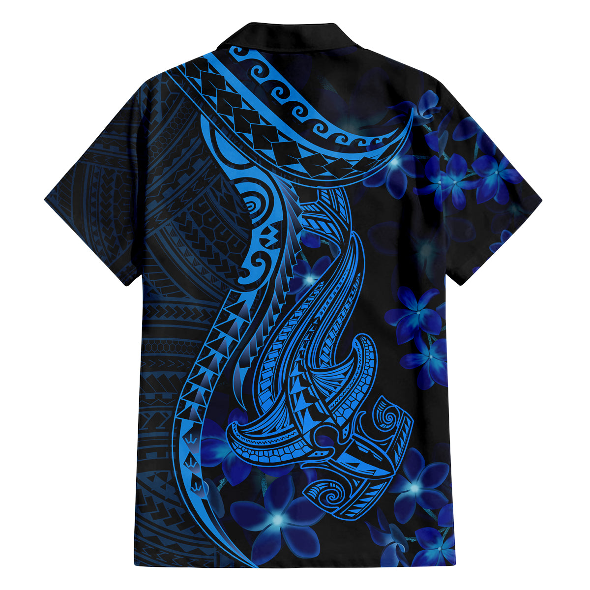 Blue Polynesia Shark Tattoo Family Matching Tank Maxi Dress and Hawaiian Shirt With Polynesian Plumeria LT14 - Polynesian Pride