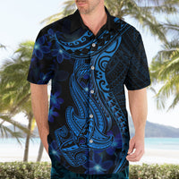 Blue Polynesia Shark Tattoo Hawaiian Shirt With Polynesian Plumeria LT14 - Polynesian Pride