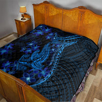 Blue Polynesia Shark Tattoo Quilt With Polynesian Plumeria LT14 - Polynesian Pride