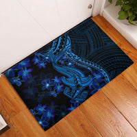Blue Polynesia Shark Tattoo Rubber Doormat With Polynesian Plumeria LT14 Blue - Polynesian Pride