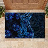 Blue Polynesia Shark Tattoo Rubber Doormat With Polynesian Plumeria LT14 - Polynesian Pride