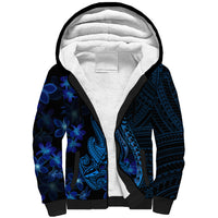 Blue Polynesia Shark Tattoo Sherpa Hoodie With Polynesian Plumeria LT14 Unisex Blue - Polynesian Pride