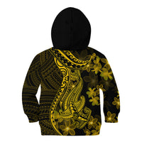 Gold Polynesia Shark Tattoo Kid Hoodie With Polynesian Plumeria LT14 - Polynesian Pride