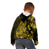 Gold Polynesia Shark Tattoo Kid Hoodie With Polynesian Plumeria LT14 - Polynesian Pride