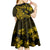 Gold Polynesia Shark Tattoo Kid Short Sleeve Dress With Polynesian Plumeria LT14 - Polynesian Pride