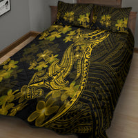 Gold Polynesia Shark Tattoo Quilt Bed Set With Polynesian Plumeria LT14 - Polynesian Pride