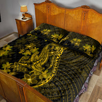 Gold Polynesia Shark Tattoo Quilt Bed Set With Polynesian Plumeria LT14 - Polynesian Pride