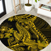 Gold Polynesia Shark Tattoo Round Carpet With Polynesian Plumeria LT14 Gold - Polynesian Pride