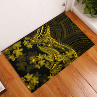 Gold Polynesia Shark Tattoo Rubber Doormat With Polynesian Plumeria LT14 Gold - Polynesian Pride