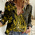 Gold Polynesia Shark Tattoo Women Casual Shirt With Polynesian Plumeria LT14 Female Gold - Polynesian Pride