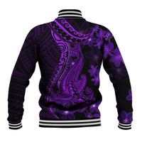 Purple Polynesia Shark Tattoo Baseball Jacket With Polynesian Plumeria LT14 - Polynesian Pride