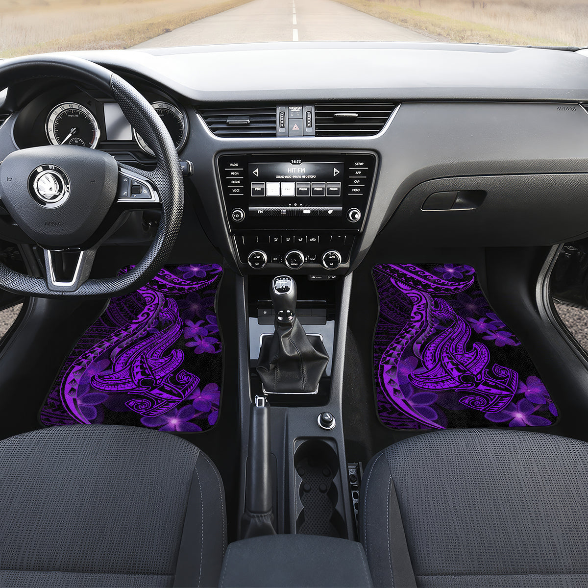 Purple Polynesia Shark Tattoo Car Mats With Polynesian Plumeria LT14 - Polynesian Pride