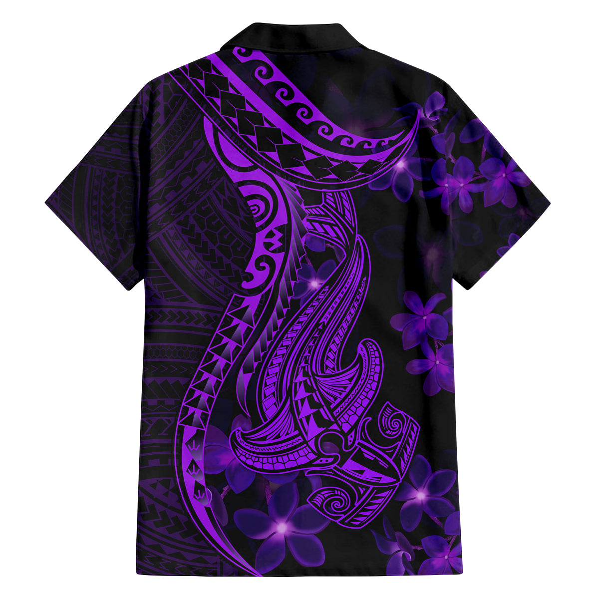 Purple Polynesia Shark Tattoo Family Matching Puletasi Dress and Hawaiian Shirt With Polynesian Plumeria LT14 - Polynesian Pride