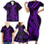 Purple Polynesia Shark Tattoo Family Matching Short Sleeve Bodycon Dress and Hawaiian Shirt With Polynesian Plumeria LT14 - Polynesian Pride