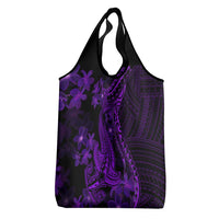 Purple Polynesia Shark Tattoo Grocery Bag With Polynesian Plumeria