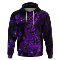 Purple Polynesia Shark Tattoo Hoodie With Polynesian Plumeria LT14 Purple - Polynesian Pride