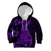 Purple Polynesia Shark Tattoo Kid Hoodie With Polynesian Plumeria LT14 Hoodie Purple - Polynesian Pride