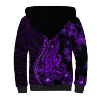 Purple Polynesia Shark Tattoo Sherpa Hoodie With Polynesian Plumeria LT14 - Polynesian Pride