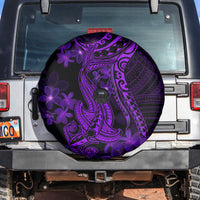 Purple Polynesia Shark Tattoo Spare Tire Cover With Polynesian Plumeria LT14 - Polynesian Pride