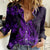 Purple Polynesia Shark Tattoo Women Casual Shirt With Polynesian Plumeria LT14 Female Purple - Polynesian Pride