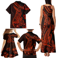 Red Polynesia Family Matching Tank Maxi Dress and Hawaiian Shirt Shark Tattoo With Polynesian Plumeria LT14 - Polynesian Pride