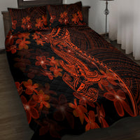 Red Polynesia Quilt Bed Set Shark Tattoo With Polynesian Plumeria LT14 - Polynesian Pride