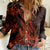 Red Polynesia Women Casual Shirt Shark Tattoo With Polynesian Plumeria LT14 Female Red - Polynesian Pride