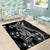 Black Polynesia Area Rug Shark Tattoo With Polynesian Plumeria LT14 - Polynesian Pride