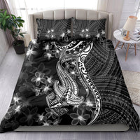 Black Polynesia Bedding Set Shark Tattoo With Polynesian Plumeria LT14 - Polynesian Pride