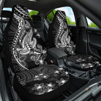 Black Polynesia Car Seat Cover Shark Tattoo With Polynesian Plumeria LT14 One Size Black - Polynesian Pride