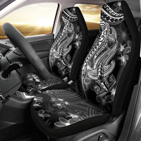 Black Polynesia Car Seat Cover Shark Tattoo With Polynesian Plumeria LT14 - Polynesian Pride