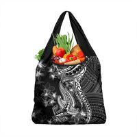 Black Polynesia Grocery Bag Shark Tattoo With Polynesian Plumeria