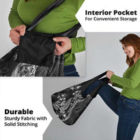 Black Polynesia Grocery Bag Shark Tattoo With Polynesian Plumeria