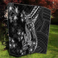 Black Polynesia Quilt Shark Tattoo With Polynesian Plumeria LT14 - Polynesian Pride